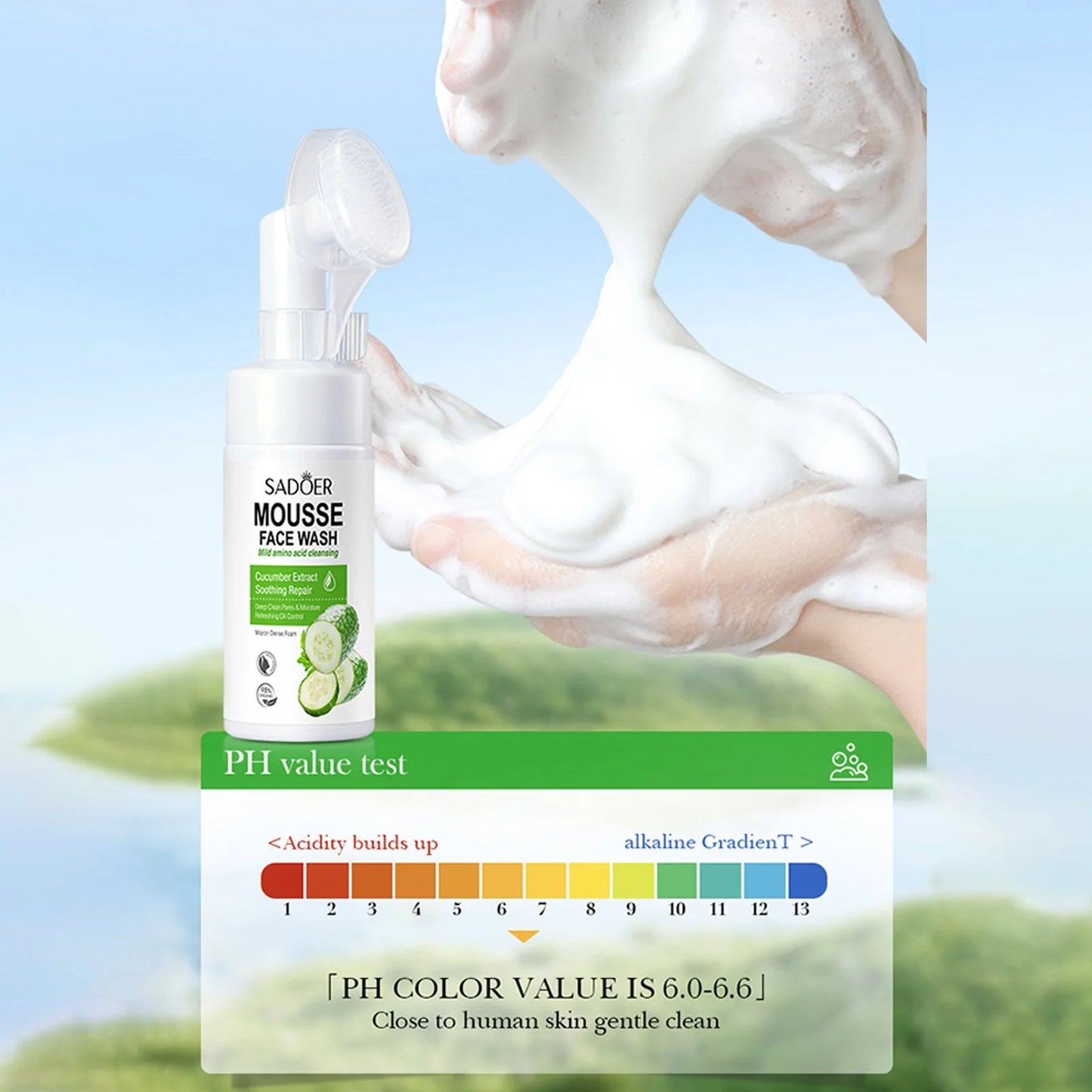 Cleansing Mousse Series SADOER Mild Amino Acid - Cucumber